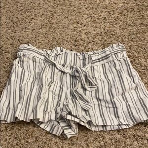 Indigo rising black and white striped shorts